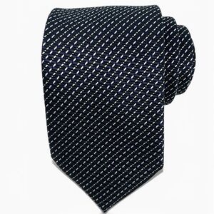 Ermenegildo Zegna Black and Navy Pattern Silk Tie